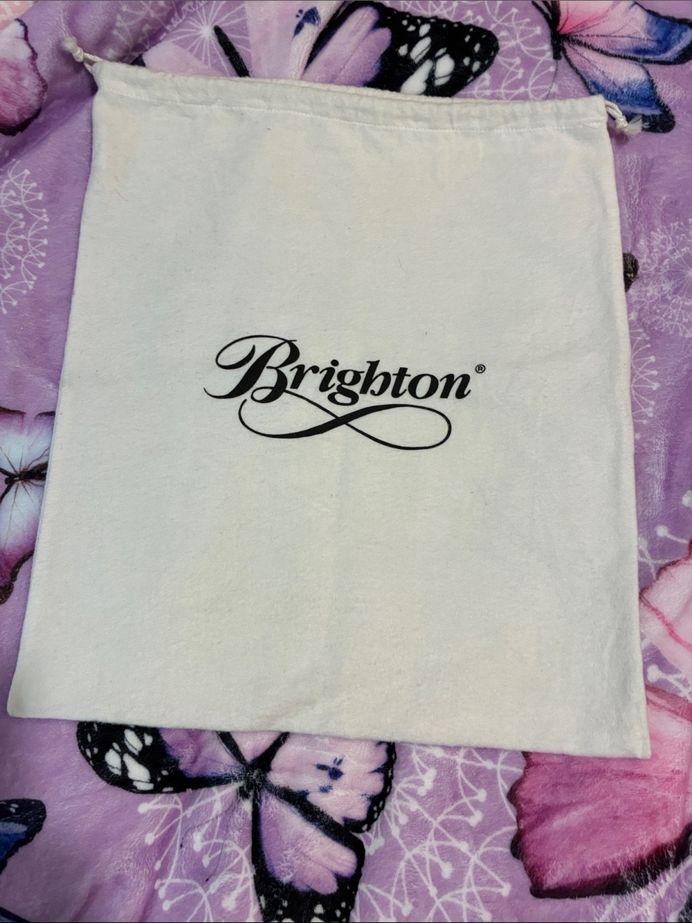 Brighton White Drawstring Travel Pouch